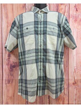 Kühl Mens Gray Plaid Short Sleeve Shirt Large Tapered Fit Nylon Blend